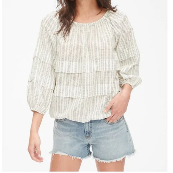 GAP - Pleated Blouson Sleeve top - M size -  New - Picture 2 of 3